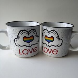 2 × Disney Mickey Rainbow Heart Hands Pride Love Mug 20oz